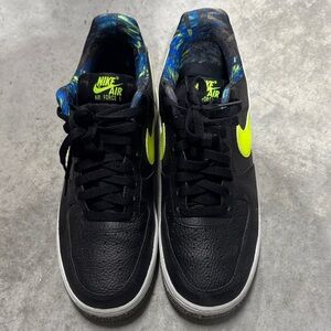 Nike Air Force 1 Black and Neon Green Sneakers